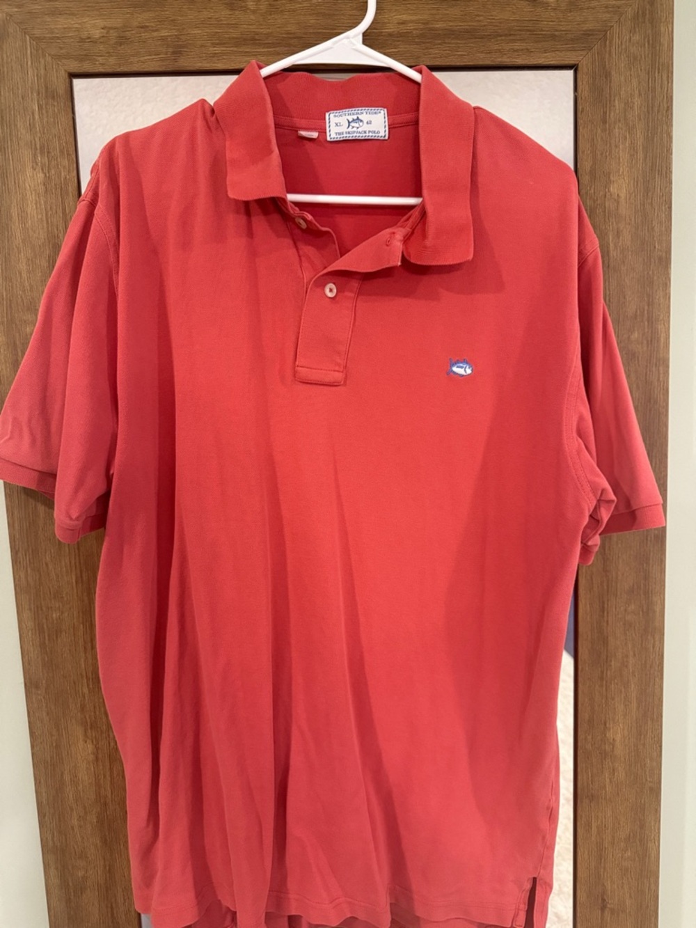 Southern Tide Men's Coral Red Polo with Whale Logo